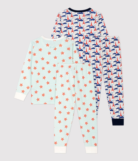 Juego de 2 pijamas de niño de algodón, uno con estampados de estrellas y otro de París variante 1